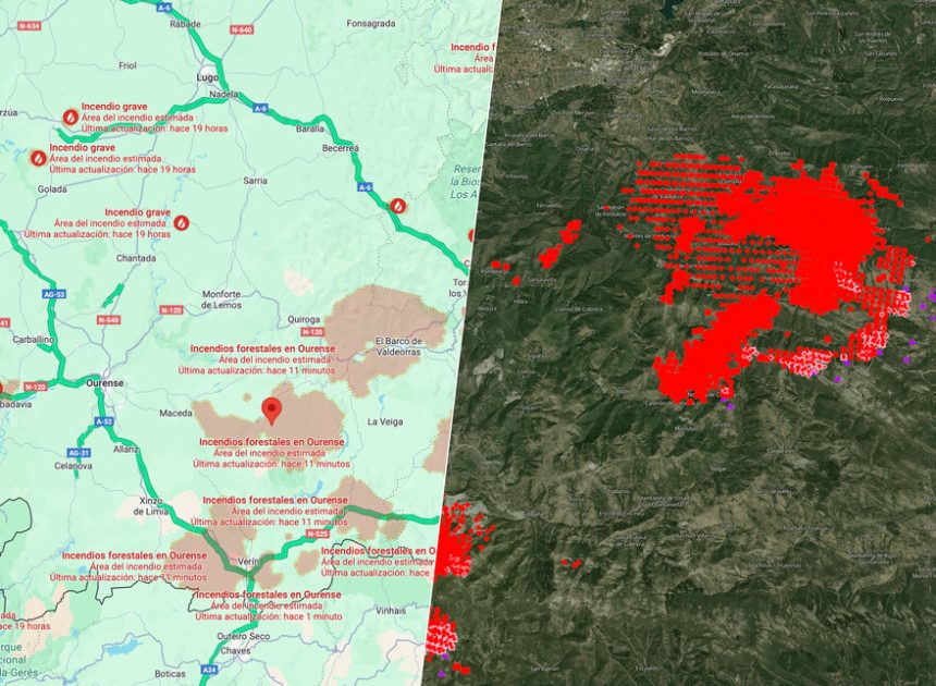 Los incendios que están asolando a España, vistos desde el espacio y a través de los mapas
